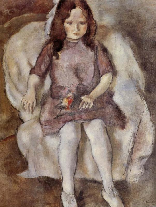 The Girl holding flower, Jules Pascin